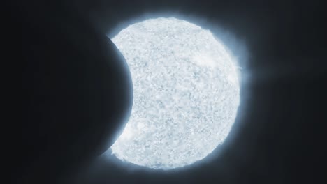 Sonnenfinsternis-Sonne-Mond-Planet-Erde-Weltraum-Kosmisches-System-4k